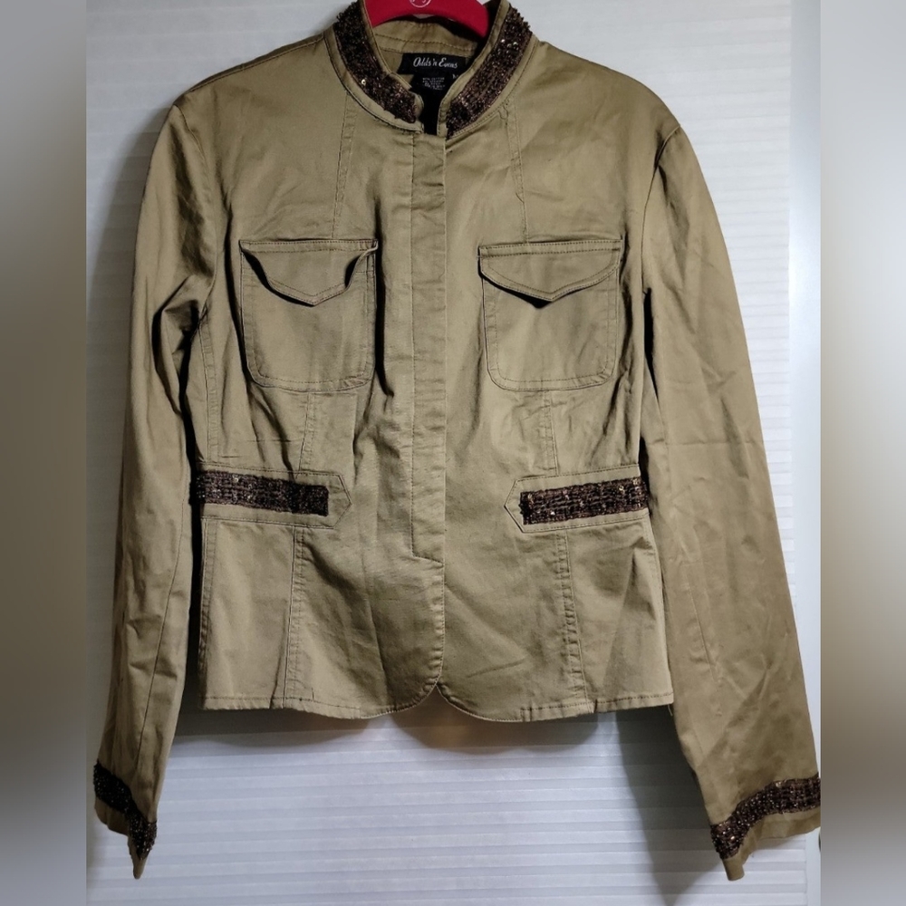 Olive Beaded Sequence Jacket